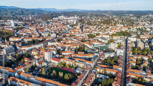 Aerial view of a port of the inner city of Graz in Austria © Photofex