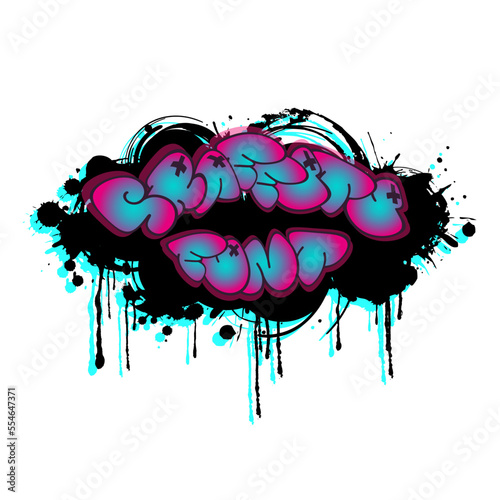 Graffiti font lettering vandal grunge style. Color bright vector illustration. Trendy inscription. Isolated on white background.