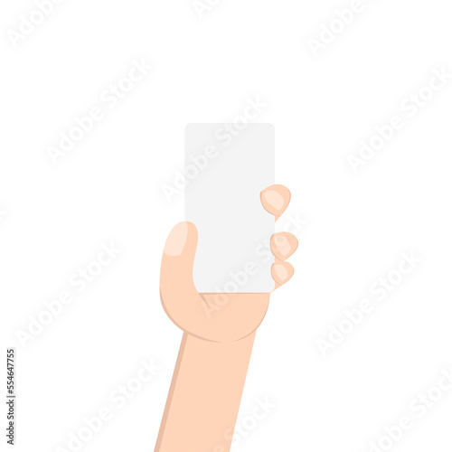 left hand holding white blank name business card