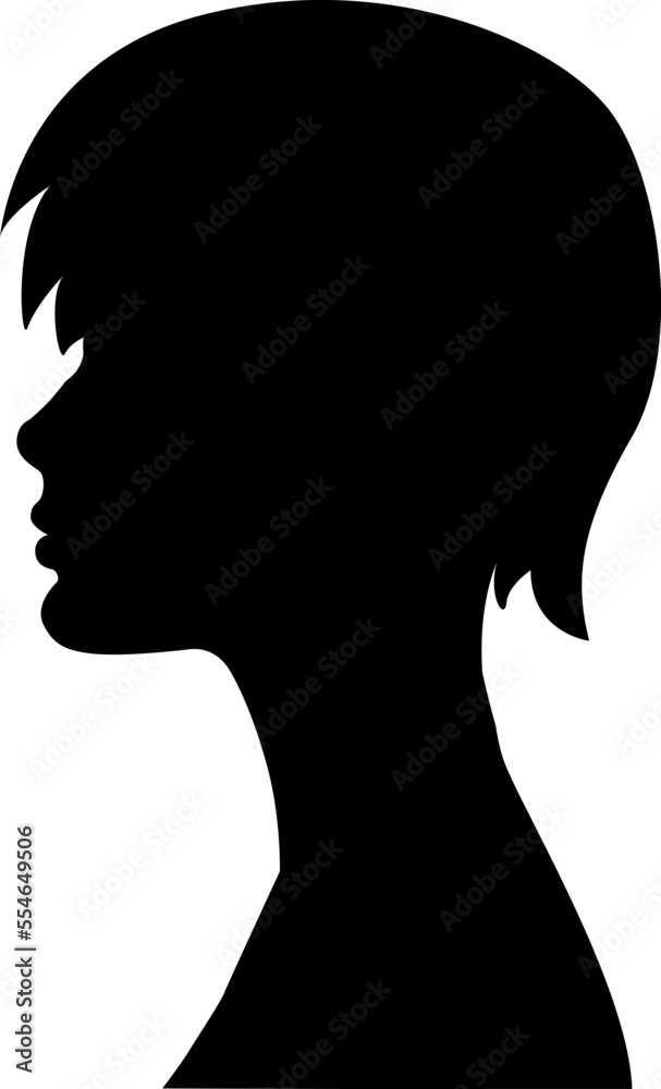 a sign of several female silhouettes in profile. vector on isolated background. turn. number. diversity young women for poster or text. elegant background as well.