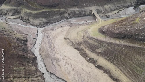 aerial dried dam