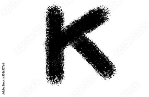 Black font of the brush. Letters K abstract text. Isolated white letters on white background. 