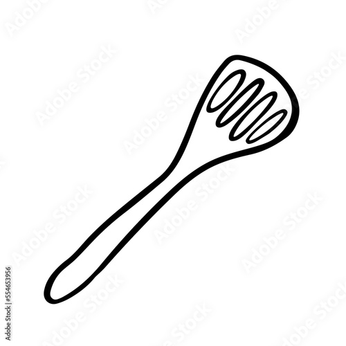 Doodle spatula. Kitchen tool hand drawn illustration