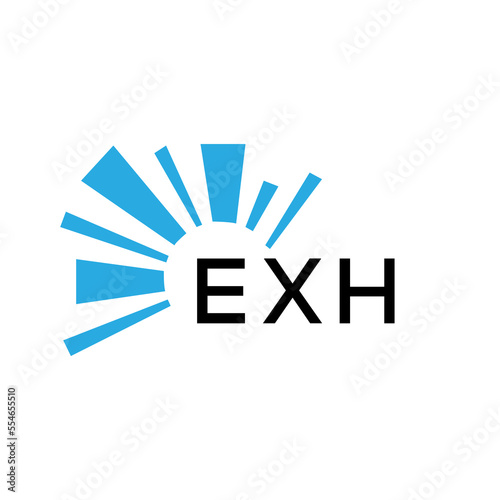 EXH letter logo. EXH blue image on white background and black letter. EXH technology  Monogram logo design for entrepreneur and business. EXH best icon.
 photo