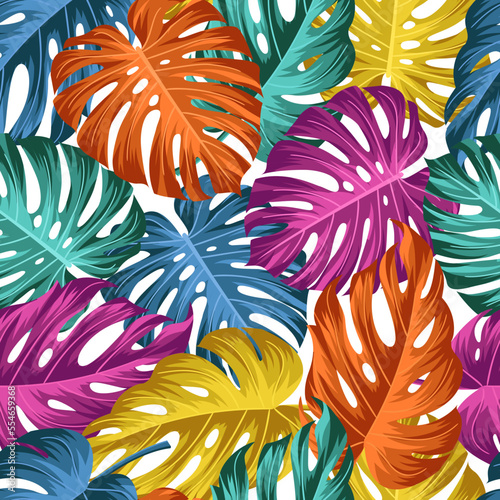 Floral seamless pattern with leaves. tropical background	
