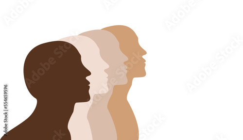 Variety of people skin colors, diversity concept, vector illustration