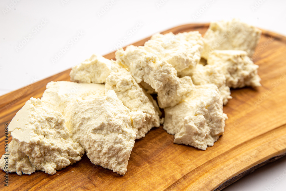 Ricotta cheese on the board Ricotta cheese on the board