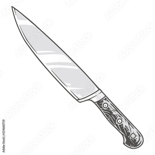 Kitchen knife emblem colorful vintage