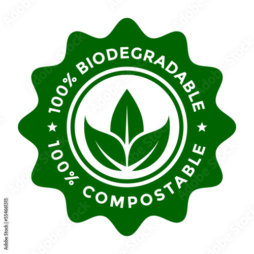 100 % biodegradable and compostable vector badge template. This design can be used for product and label.