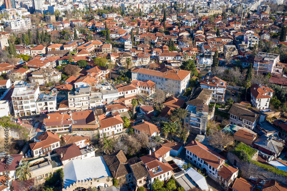 Aerial view of Antalya Old Town (Kaleichi) on sunny day, Turkey.