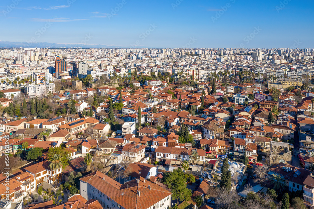 Aerial view of Antalya Old Town (Kaleichi) on sunny day, Turkey.