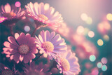 Dreamy pastel pink flowers at sunrise, bokeh nature background. Floral Pattern nature. pink color scheme. Copy space