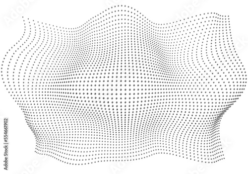 Halftone pattern overlay - 3d abstract shape design element - curved rectangle