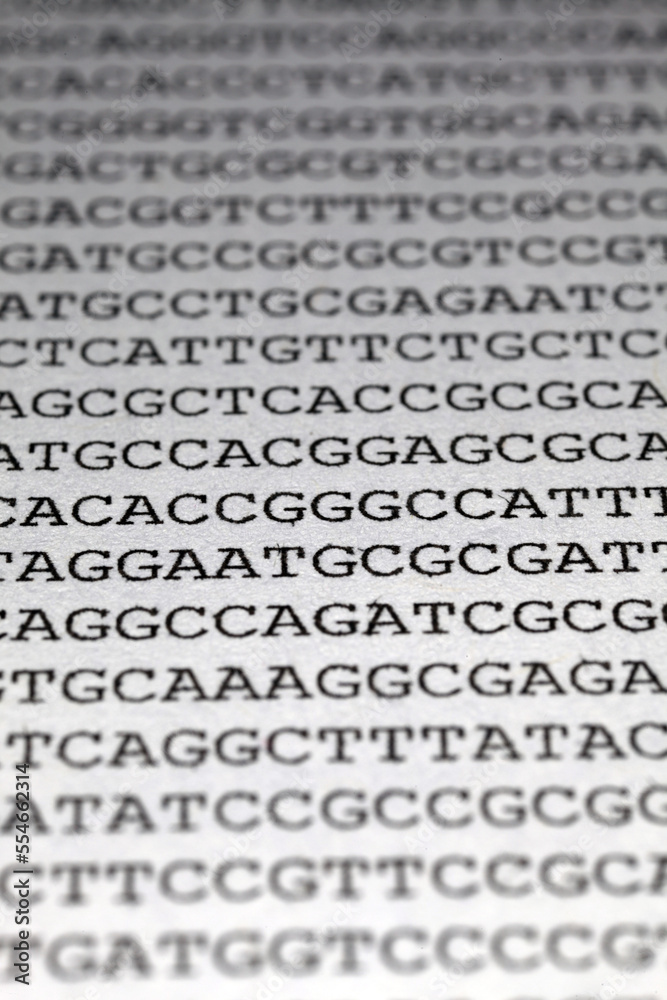 Printed DNA sequence - genomic data