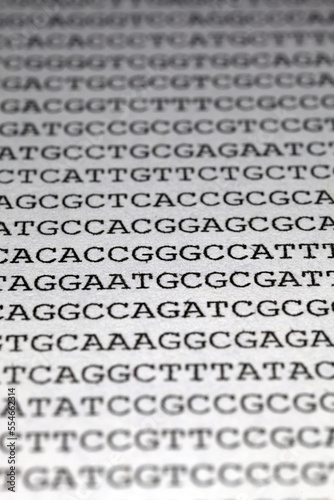 Obraz na płótnie Printed DNA sequence - genomic data w salonie