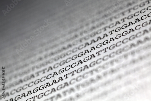 Foto Printed DNA sequence - genomic data