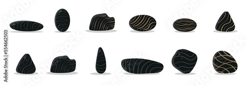 logo stone round interior, business, 3d gold and black line