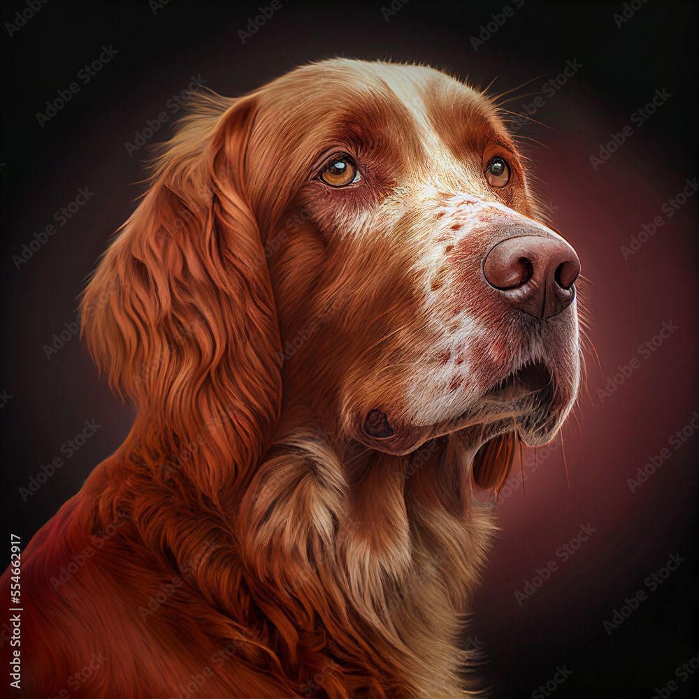 Portrait of a hunting dog, generative ai illustration