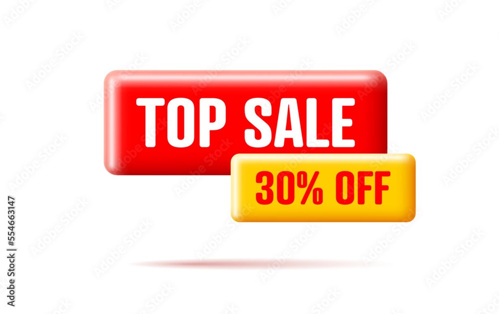 Top sale 3d on red on yellow sign. Isolated on white background. Top sale 3d on red on yellow sign. Isolated on white background.