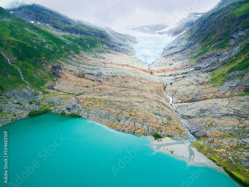 Engenbreen - ice tongue of Svartisen glacier, Norway photo
