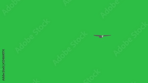 4k animated paper plane flying along with camera, changing directions, green screen in background