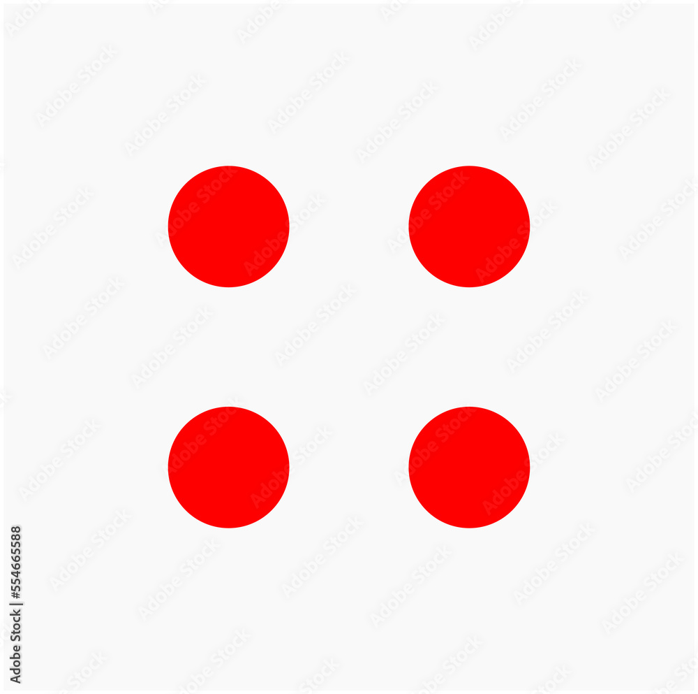 4 red dots to make a square. 4 red dots icon. 4 red dots to make a square. 4 red dots icon.