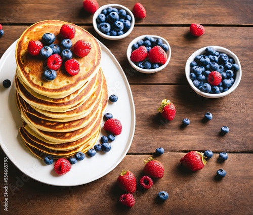 pancakes with berries and blueberries