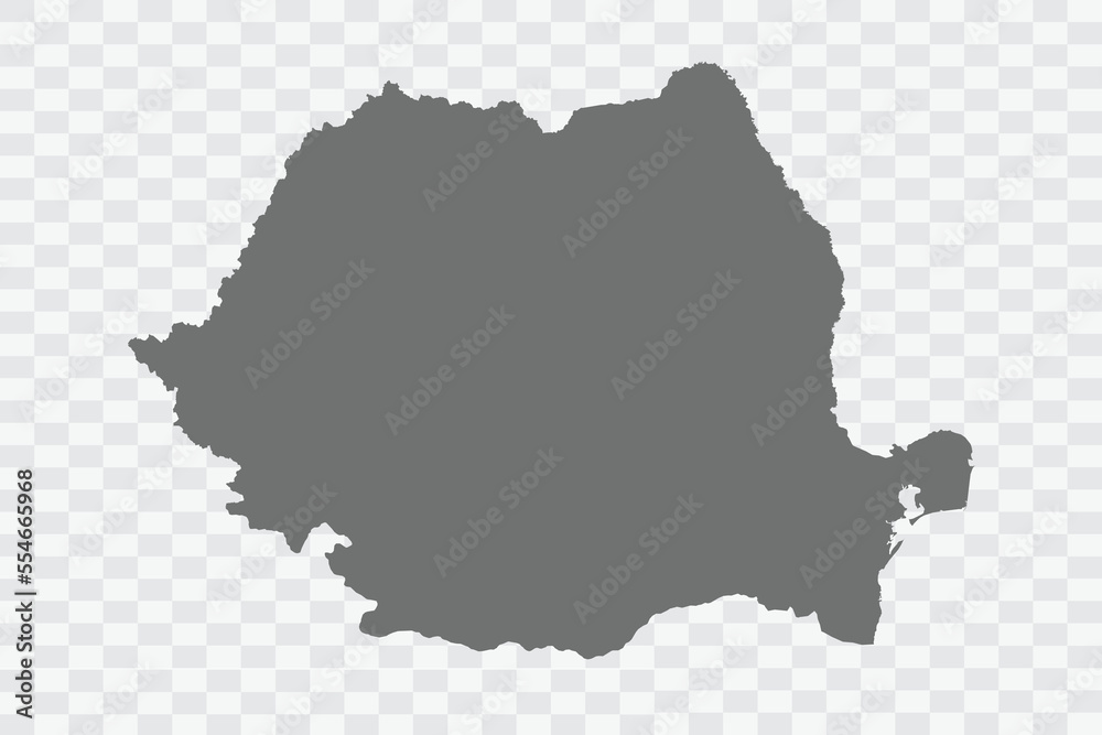Romania Map grey Color on White no demarcation line Background  Png