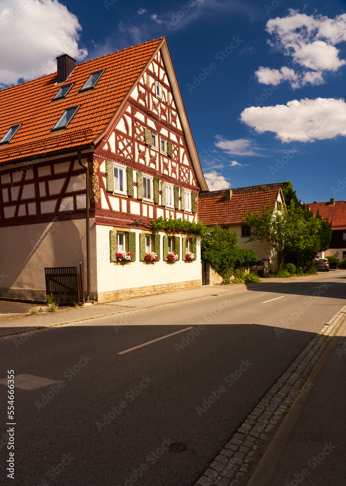 Fachwerkhaus in Unterelsbach, Markt Oberelsbach, Biosphärenreservat Rhön, Landkreis Rhön-Grabfeld, Unterfranken, Bayern, Deutschland