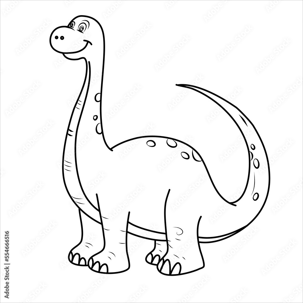 a brontosaur for coloring book in vector illustration