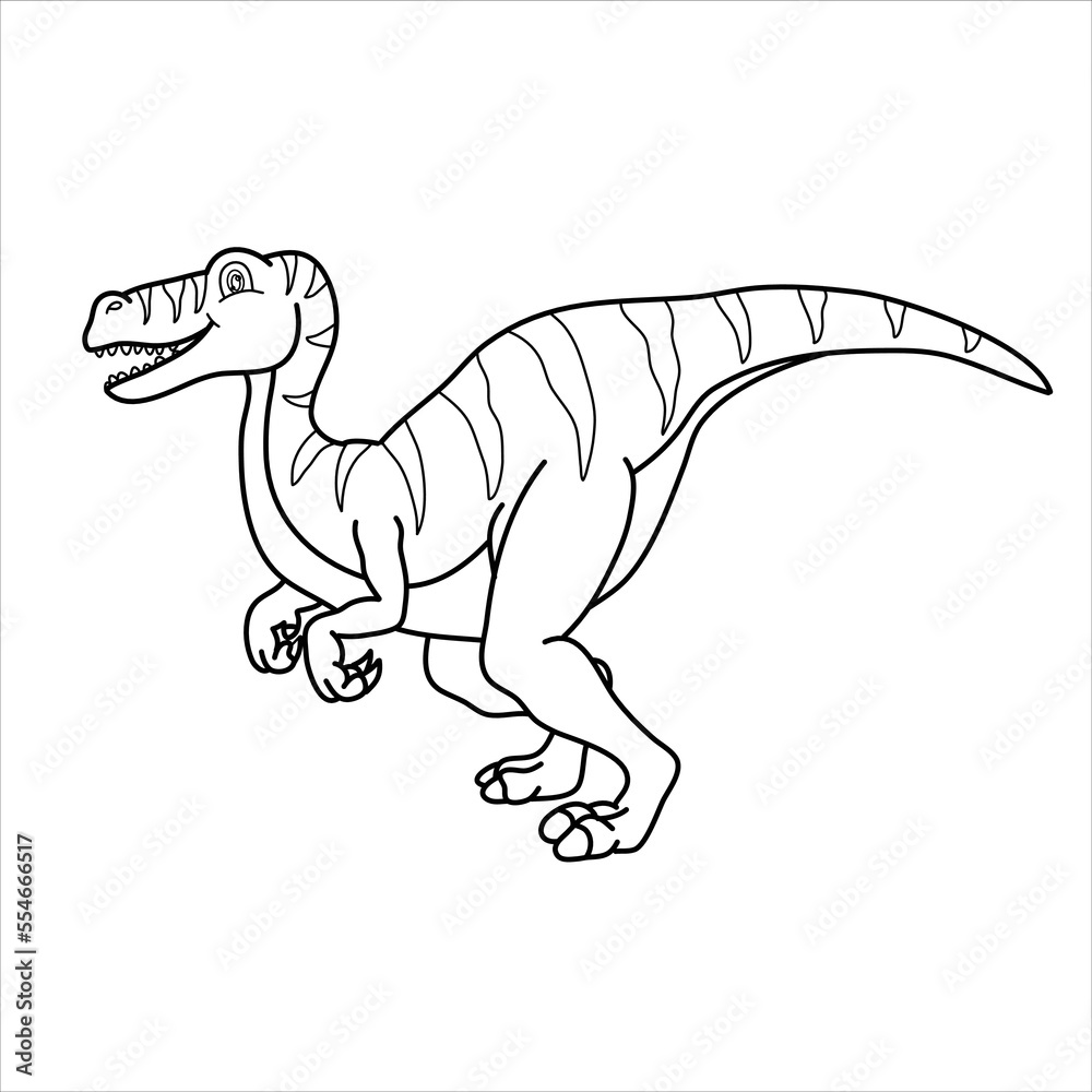 Fototapeta premium a velociraptor in cartoon for coloring book in vector illustration