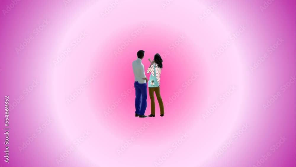 Rear view of cartoon couple background and 2d animation, man and women Rear view of cartoon couple background and 2d animation, man and women