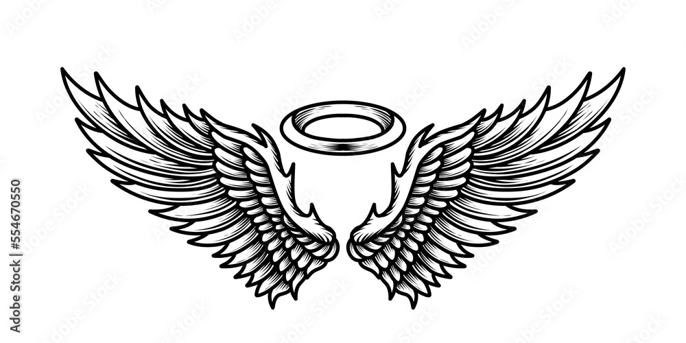 Obraz premium vector angel wings tribal tattoo