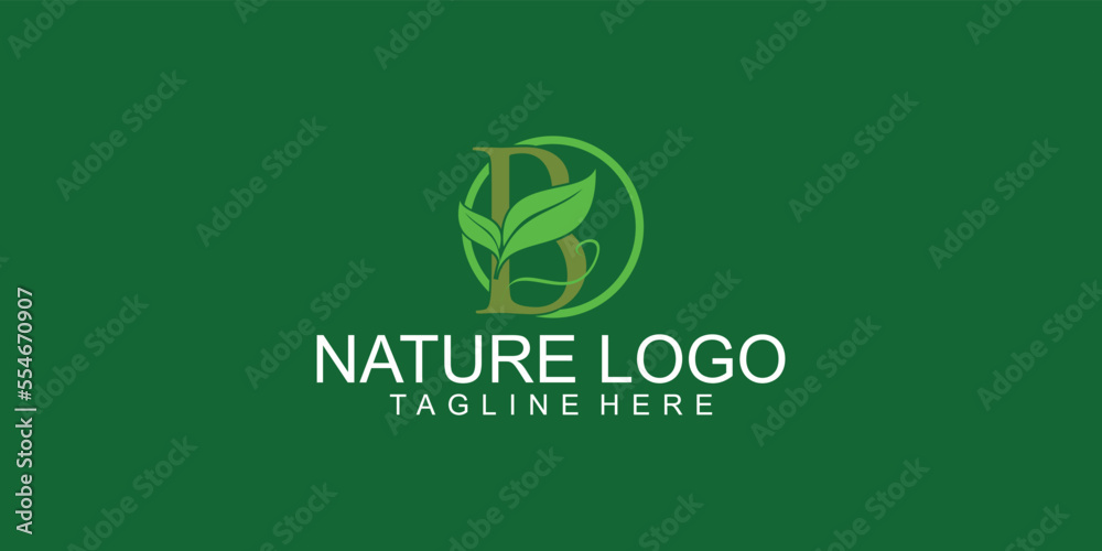 Simple nature logo design with letter B premium vector Simple nature logo design with letter B premium vector