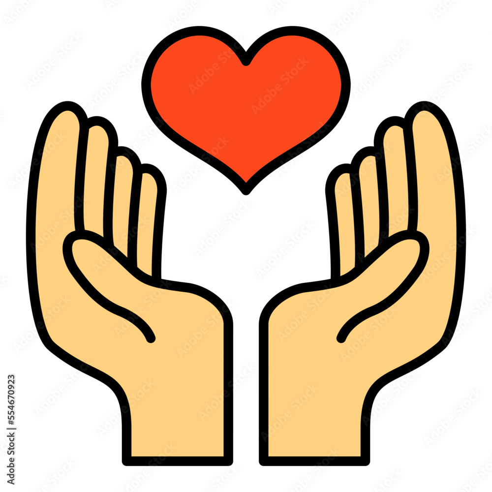 Hand With Heart Filled Line Icon Hand With Heart Filled Line Icon