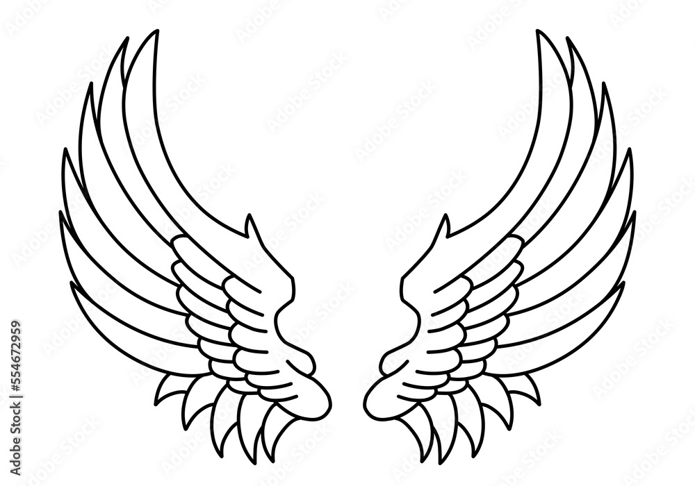 vector angel wings line art style Stock Vector | Adobe Stock