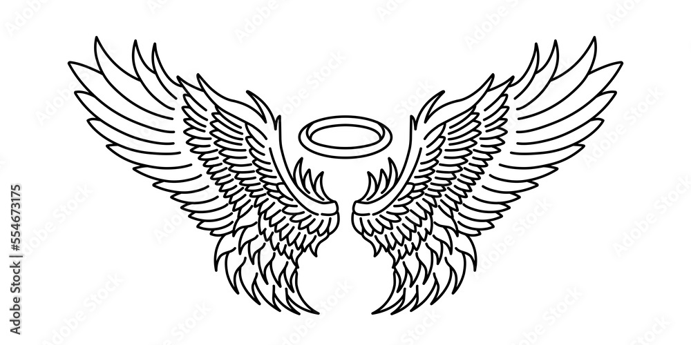 vector angel wings line art style Stock Vector | Adobe Stock