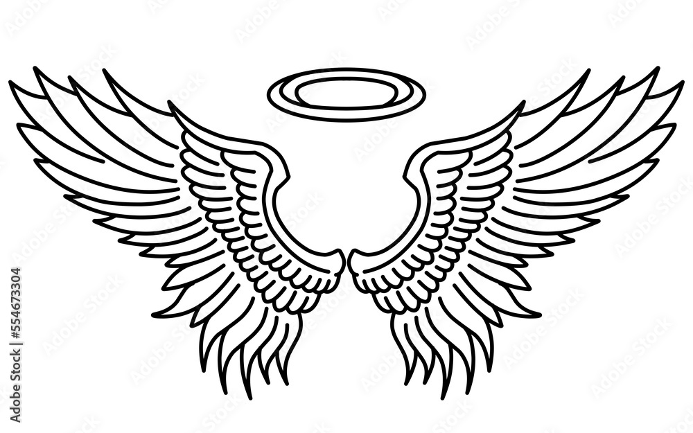Obraz premium vector angel wings line art style
