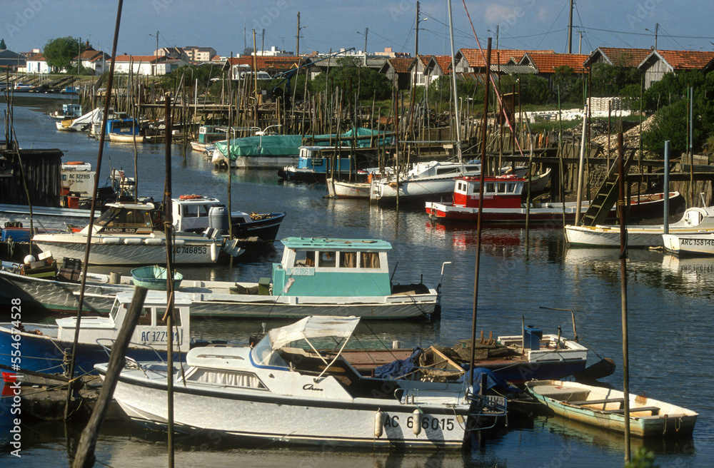 Port ostreicole, Gujan Mestras, Bassin d'Arcachon, Landes de Gascogne, 33, Gironde