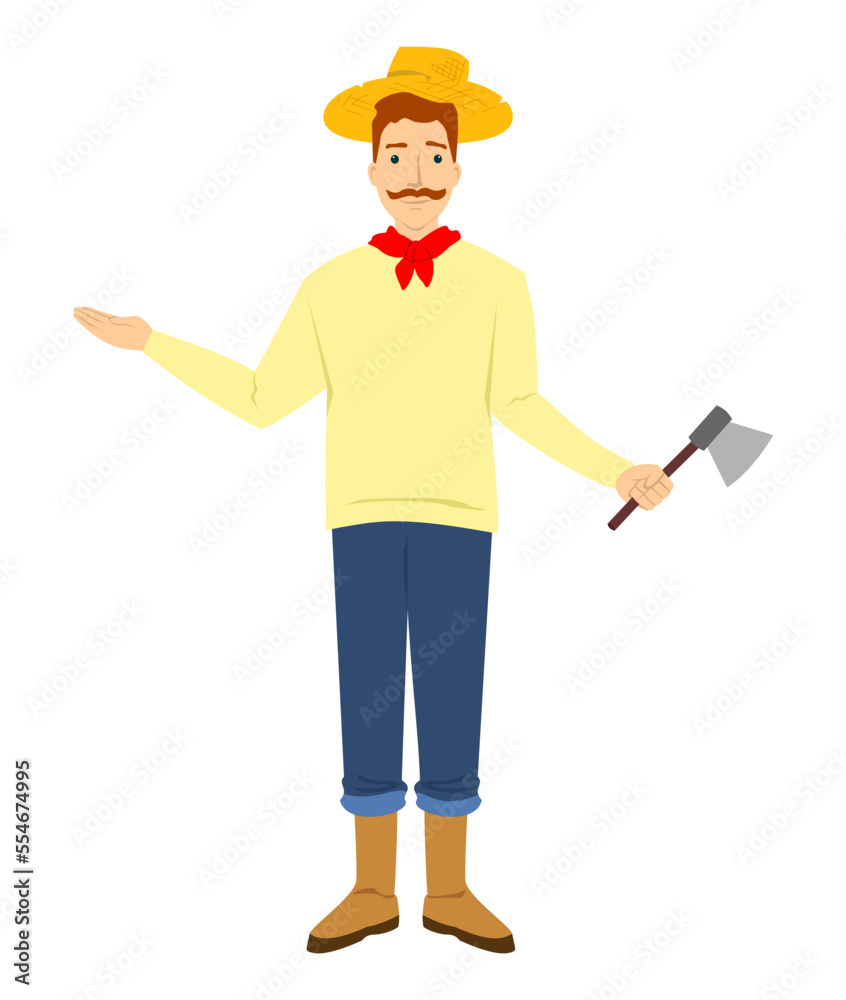 Vector illustration of a farmer, art, design, people, man.