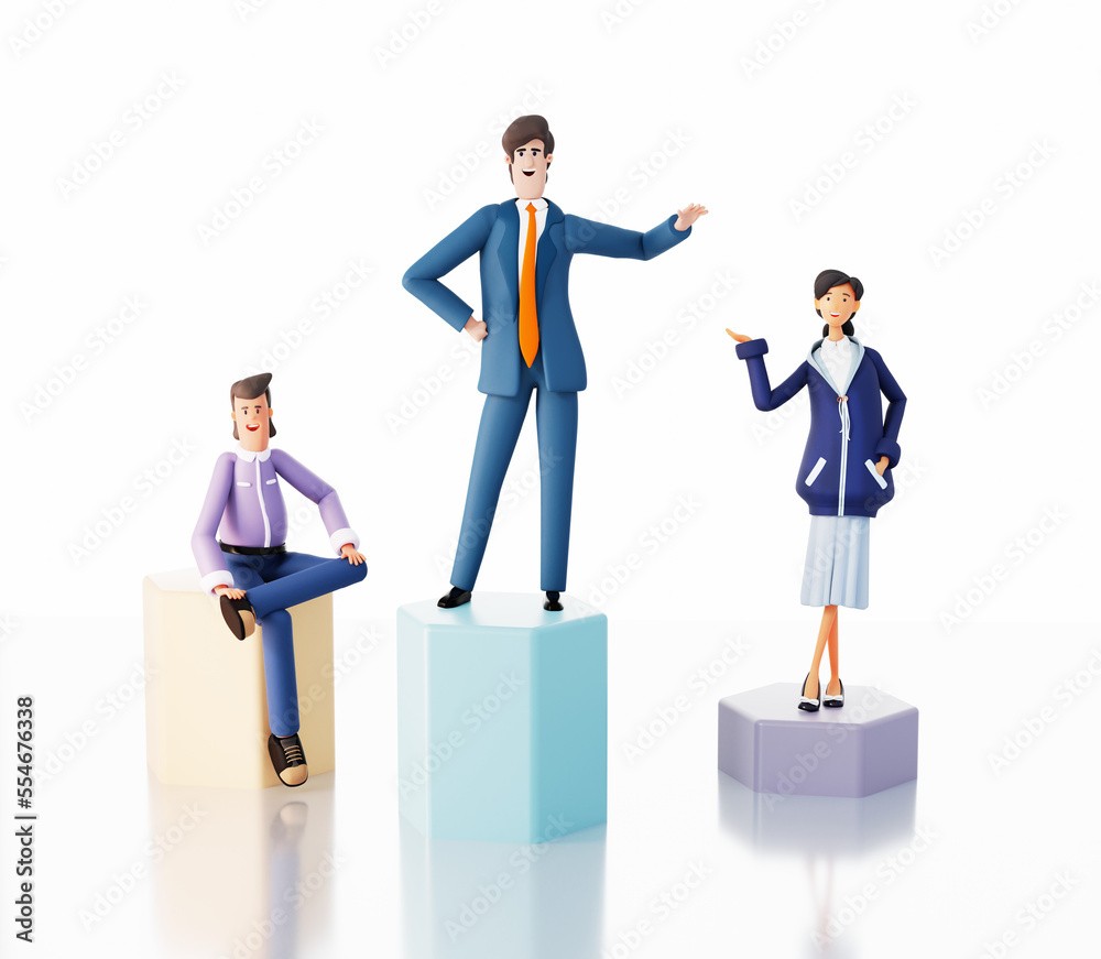 Group of happy successful Business people, 3D rendering illustration Group of happy successful Business people, 3D rendering illustration