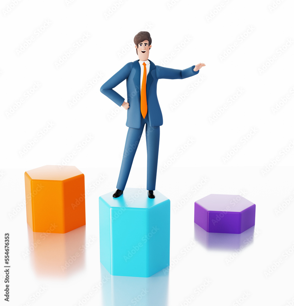 Happy, confident businessman 3D rendering illustration Happy, confident businessman 3D rendering illustration