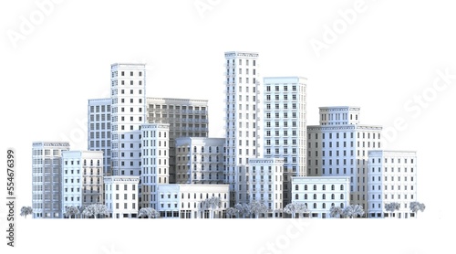 Modern city view illustration 3D rendering