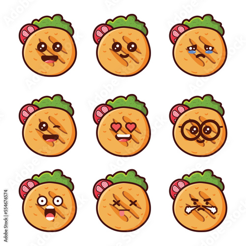 CUTE EMOTICONS SET OF AREPAS LATINA FOOD