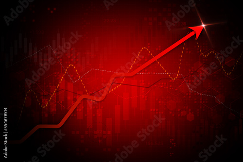 Business success and growth arrow concept red background