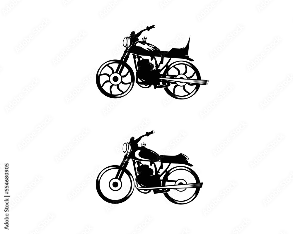 Fototapeta premium Vintage classic motorcycle silhouette collection set