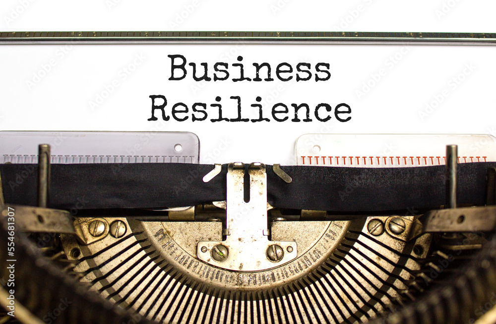 Business resilience symbol. Concept word Business resilience typed on retro old typewriter. Beautiful white background. Business and business resilience concept. Copy space.
