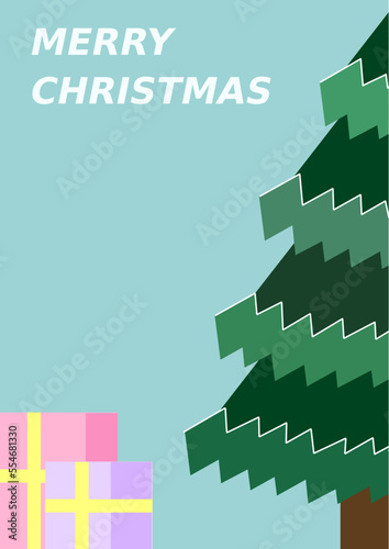 Christmas Card With Christmas Tree and Presents Color Sets