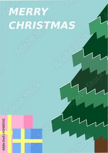 Christmas Card With Christmas Tree and Presents Color Sets