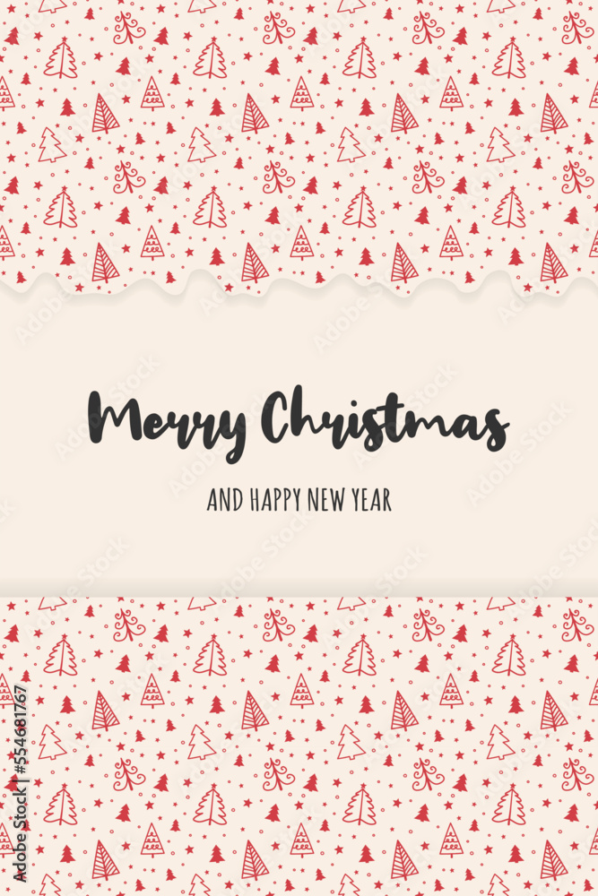 Concept of greeting card with Christmas trees. Vector